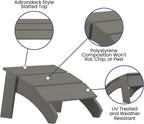 Flash Furniture Sawyer Indoor/Outdoor Commercial Grade Adirondack Ottoman - Gray All-Weather Adirondack Style Footrest