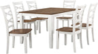 Lexicon 7-Piece Dining Set, Wooden Dining Table and 6 Chairs, Cherry/White | Farmhouse Dining Set, Rectagular Table, Cross Back Chairs, Easy Assembly Seater for Indoor Home, Dinner, Kitchen, 2-Tone