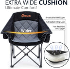 EMERIT 2 Pack Oversized Padded Camping Chairs, Heavy Duty 450 LBS Capacity Outdoor Folding Quad Chair with Cup Holder, Portable for Camping, Tailgating, Sports, Backyard & Patio, Black