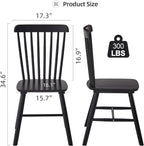 Black Windsor Dining Chairs Set of 6, Solid Wooden Dining Chairs, Spindle Back Dining Room Chairs, Modern Farmhouse Kitchen Chairs for Living Room, Restaurant, Cafe