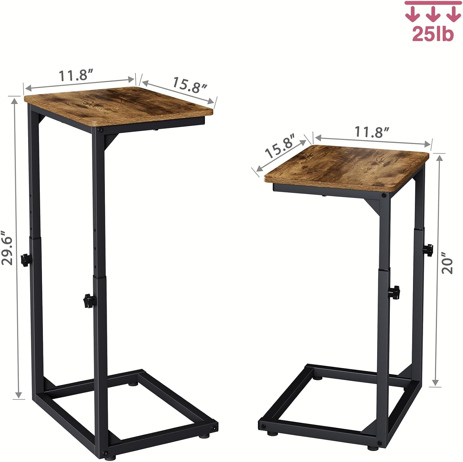 7-Level Adjustable C-Shaped End Table, Small Side Table for Couch, Sofa TV Tray Table for Living Room, Bedroom, Bedside ET-SA-BRW1