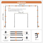 Over The Table Rod Stand with Clamps, Adjustable 32''-79'' Tall 32"-131" Length, Black Table Arch Stand Metal Balloon Frame Hanging Rod for Weddings Birthdays Party Garden Arbors Decoration