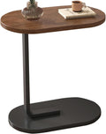Small Side Table End Table, C-Shaped Wood Coffee Table TV Tray for Eating Couch Tables for Small Space, Living Room, 12 x 18 inch Top, 24.5 inch Height, Metal Frame (Walnut & Black)