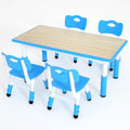 Kids Table and 4 Chairs Set, 47.2" x 23.6"Height Adjustable Toddler Activity Table for Ages 3-8
