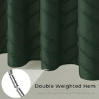 84inch Extra Long Dark Green Boho Shower Curtain Woven Fabric Shower Curtain Tufted Chervon Textured Shower Curtains Minimalist Shower Curtains for Bathroom