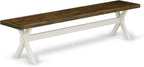 East West Furniture XB077 X-Style Modern Dining Bench with Wooden Seat, 72x15x18 Inch, Multi-Color