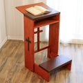 Prayer Bench Stool Table, Wooden Church Prayer Chair Padded Kneeler Shelf Folding Chair for Kneeling at Home