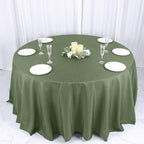 Efavormart Round Tablecloth, 132 Inch Stain & Wrinkle Resistant Washable Table Cloth, Decorative Polyester Fabric Table Cover for Banquet, Wedding, Dining- Olive Green