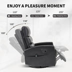 Rocker Recliner Chairs, 360° Swivel Rocking Recliner Chair for Adults,Glider Rocker Recliners, Small Recliners with Vibration Massage and Heat for Living Room (Black)