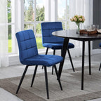 DUHOME Velvet Dining Chairs Set of 4,Mid Century Modern Dining Chairs with Metal Legs,Accent Chairs Side Chairs Reading Chairs for Restaurant Cafe Shop Darkblue
