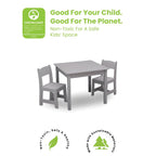 Delta Children MySize Toddler Bed, Grey + MySize Kids Wood Table and 2 Chair Set + MySize Deluxe Toy Box (Bundle)
