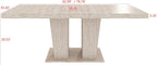 Extendable Dining Room Table for 6 8 10, 78.74" Modern Faux Travertine Wooden Long Large Rectangular Expanding Conference Kitchen Table with Dual Columns Base, White Oak