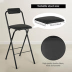 Thyle 1 Pcs Folding Bar Stool with Backrest Counter Height Seat,29.5 Inch | Tall Foldable Design for Kitchen Island Cafe Dining, Portable Space-saving, Leather Padded Seat Back, Metal Frame