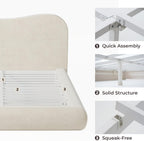 RECCI AirFrame Queen Upholstered Bed Frame with Camelback Curved Headboard