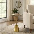 Classy End Table, Side Table, or Night Stand - Raw Agate Drink Table with Slim Metal Base Perfect for Small Spaces - Bold Accent for Modern Office, Living Room, or Bedroom Decor - 24" Ivory & Gold