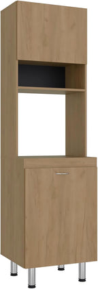 DEPOT E-SHOP 22" Fingal Kitchen Pantry with Microwave Space, Four Shelves and Closed Storage, Natural Oak - Kitchen – Tall Kitchen Storage & Pantry Organization