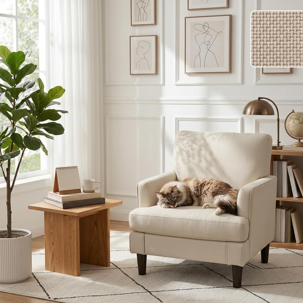 Kromax Accent Chair for Living Room, No Screws Assembly Required, Beige