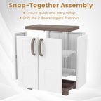GIANTEX Storage Cabinet with 2 Doors and Adjustable Shelves, Modern Plastic Base Garage Organizer, Floor Sideboard for Kitchen, Dining Room, Bathroom (Wide-29"x19"x37",White+Brown)