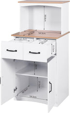 Kitchen Pantry Storage Cabinet Bar Cabinet Cupboard with Storage Drawers and Adjustable Shelf, Microwave Cabinet with Open Space for Kitchen Dining Room Living Room, White