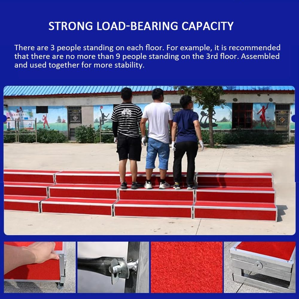 Portable Folding Music Stool Ladder - Adjustable Height for Choirs, Parties & Performances - Lightweight, Movable Stool in Black/Red - Easy Setup for Events & Rehearsals