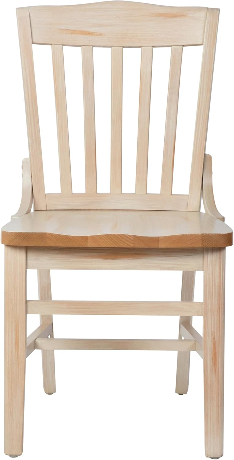 Flash Furniture Hercules School House Back Metal Restaurant Chair - Antique White Wood Seat - Black Frame