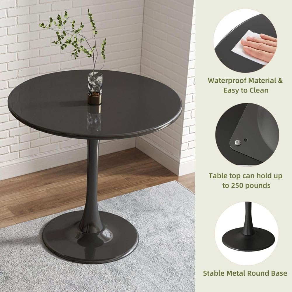 24" Round Tulip Dining Table, Mid-Century Modern Kitchen Table for 2-3 People, Small Space Bistro Table for Kitchen Living Room Balcony Office