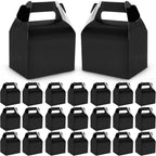 Hooqict 24 Pack Black Party Favor Treat Boxes Paper Gable Gift Boxes with Handles for Party Favors Snack Goodie Candy Cookie Desserts, 6.7x5.1x3.5 Inch