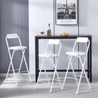 Tall Folding Stool Chair, 22/24/26/28/30 Inch Folding Bar Stool with Backrest and Padded, Portable Indoor Counter Bar Stools, Home Adults Breakfast Stool(White,30 inch(75 cm))