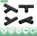 4 Pcs 11mm Greenhouse Frame Building Connectors, 3 Way Flat Pipe Fitting for Grape Trellis/Sunscreen Shed/Gardening Plant Stakes, Greenhouse Accessories [Black]