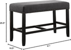 Fabric Counter Height Dining Bench with Nailhead Trim in Grey, Modern Kitchen Bar Stool for Small Spaces, Comfortable Seating with Durable Upholstery