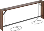 TIQLAB Sofa Table, 79 inch (1.2'' Thickness) Long Console Table Behind Couch, Narrow Entryway Table with Angled Metal Frame, Industrial Console Table, Black Walnut