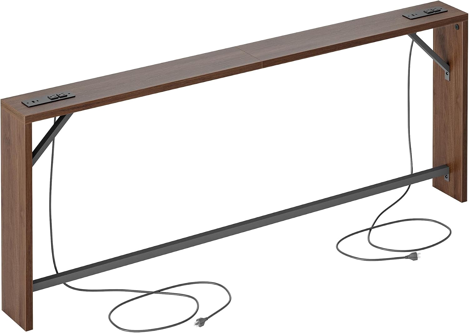 TIQLAB Sofa Table, 79 inch (1.2'' Thickness) Long Console Table Behind Couch, Narrow Entryway Table with Angled Metal Frame, Industrial Console Table, Black Walnut