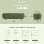 Hyfirm 54" Green Chenille Upholstered Bench – End of Bed Ottoman with Round Solid Wood Legs, Long Oval Footstool for Entryway & Hallway, Padded Seat (No Back)