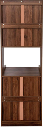 71 Inch Kitchen Hutch Storage Cabinet with Countertop, Farmhouse Coffee Hutch Cabinet Bar with Storage, Buffet Hutches and Cabinets with Microwave Stand | Glass Door for Dining Room