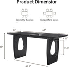 Morden Fort Modern Dining Table for 4-6 People,68'' Rectangle Dining Table, Kitchen Table with Pedestal Base, Dinner Table for Dining Room, Kitchen, Living Room (Black)