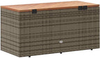 Modern Garden Storage Box Grey and Brown with PE Rattan and Acacia Wood for Outdoor Storage and Seating