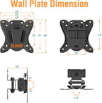 ELIVED Small TV Monitor Mount for 13-30" Screens, VESA 100x100, 33 Lbs Load | Adjustable tilt & swivel bracket, single stud center mounting, compatible with LED LCD OLED small screens