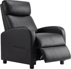 Sweetcrispy Recliner Chair PU Leather Recliner Sofa No Massage, Home Theater Seating with Lumbar Support, Adjustable Push Back Overstuffed High-Density Sponge Reclining for Living Room, Black