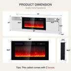 70" TV Stand with 36" Electric Fireplace, Large Modern Media Entertainment Center with Storage Cabinet and 12 Colors LED Lights for TVs Up to 80",White and Black