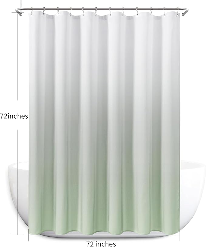Naturoom Mist Sage Shower Curtains for Bathroom,Ombre Cloth Fabric Shower Curtain Set with 12 Hooks Denim Blue Bathroom Decor 72 x 72