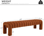 63" Bedroom Bench, Upholstered Entryway Bench, Modern End of Bed Ottoman with Solid Wood Legs and Adjustable Foot Pegs for Entryway, Dining Room and Living Room (Brown Velvet)