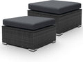 BULEXYARD 2 Pieces PE Rattan Patio Furniture Ottoman Sofas with Thick Cushions Outdoor Wicker Footrest for Backyard, Deck, Garden, Balcony (Dark Grey)