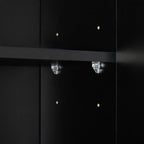 71" Black Kitchen Pantry Cabinets with Microwave Stand, 6 Doors & 3 Adjustable Shelves, Freestanding China Cabinet Hutch, Buffet Cabinet with Storage