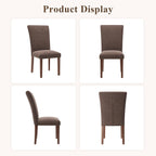 Farmhouse Dining Chairs Set of 6, High Back with Wooden Legs and Nailhead Trim, Modern Fabric Dining Room Chair for Kitchen/Restaurant
