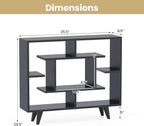 Giantex 3 Tier Geometric Bookshelf, Modern Freestanding Bookcase w/Staggered Shelves, Decorative Open Storage Display Shelves with Legs, Mid Century Storage Organizer for Living Room (Dark Gray)