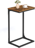 VASAGLE C-Shaped End Table, Side Table for Sofa, Couch Table with Metal Frame, Small TV Tray Table for Living Room, Bedroom, Rustic Brown and Black ULET353B01