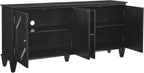 KEIKI 65.2" Mid Century Modern Sideboard Buffet Cabinet with Storage, Walnut Credenza Console Table with Adjustable Shelf, Farmhouse Coffee Bar Wine Cabinet for Living Room, Entryway, Kitchen, Black