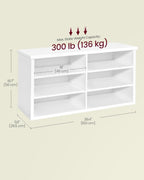 VASAGLE Shoe Bench, Storage Bench, 6 Compartments, Adjustable Shelves, for Living Room, Entryway, Dorm, 11.6 x 39.4 x 19.7 Inches, Cloud White ULSB036W01