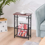 Side Table,Narrow End Table for Small Spaces,Snack Couch Table with Holder,Nightstand for Living Room,Bedroom,Office,Bathroom,Balcony (Coffee)