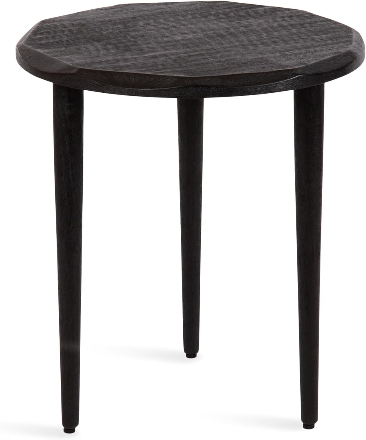 Kate and Laurel Tavares Modern Wooden Round Side Table, 18 x 18 x 20, Black, Solid Wood Accent End Table with Textured Top and Faceted Edge for Use as Indoor Plant Stand or Living Room Decor Piece